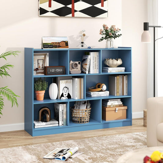 Bright Blue 8 Cube Bookcase Freestanding Multifunctional
