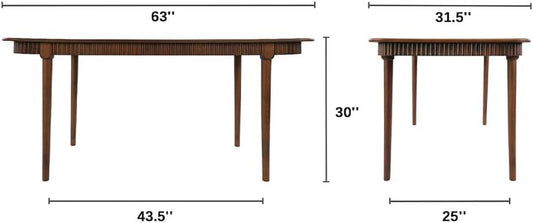 63 Inches Rectangular Solid Farmhouse Dining Table