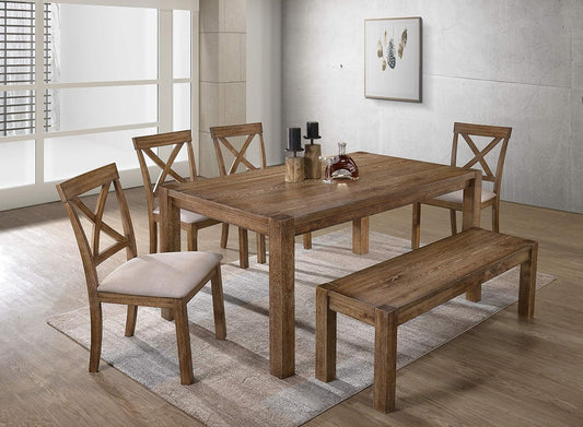 Antique Natural Oak Transitional Rectangular Dining Table
