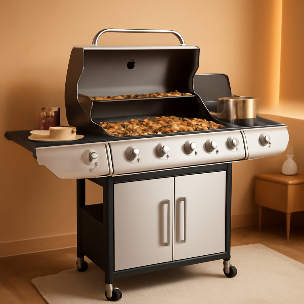 Four Burner Propane Grill With Barbecue Side Burner