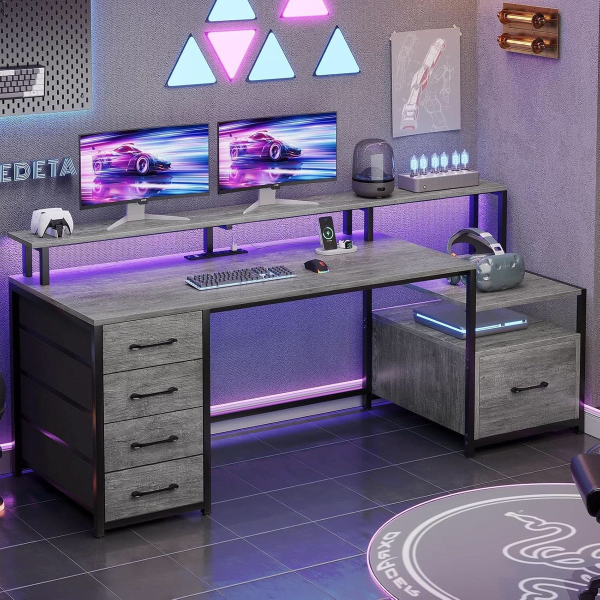 66 Inch Home Office Desk With File Drawer For Computer