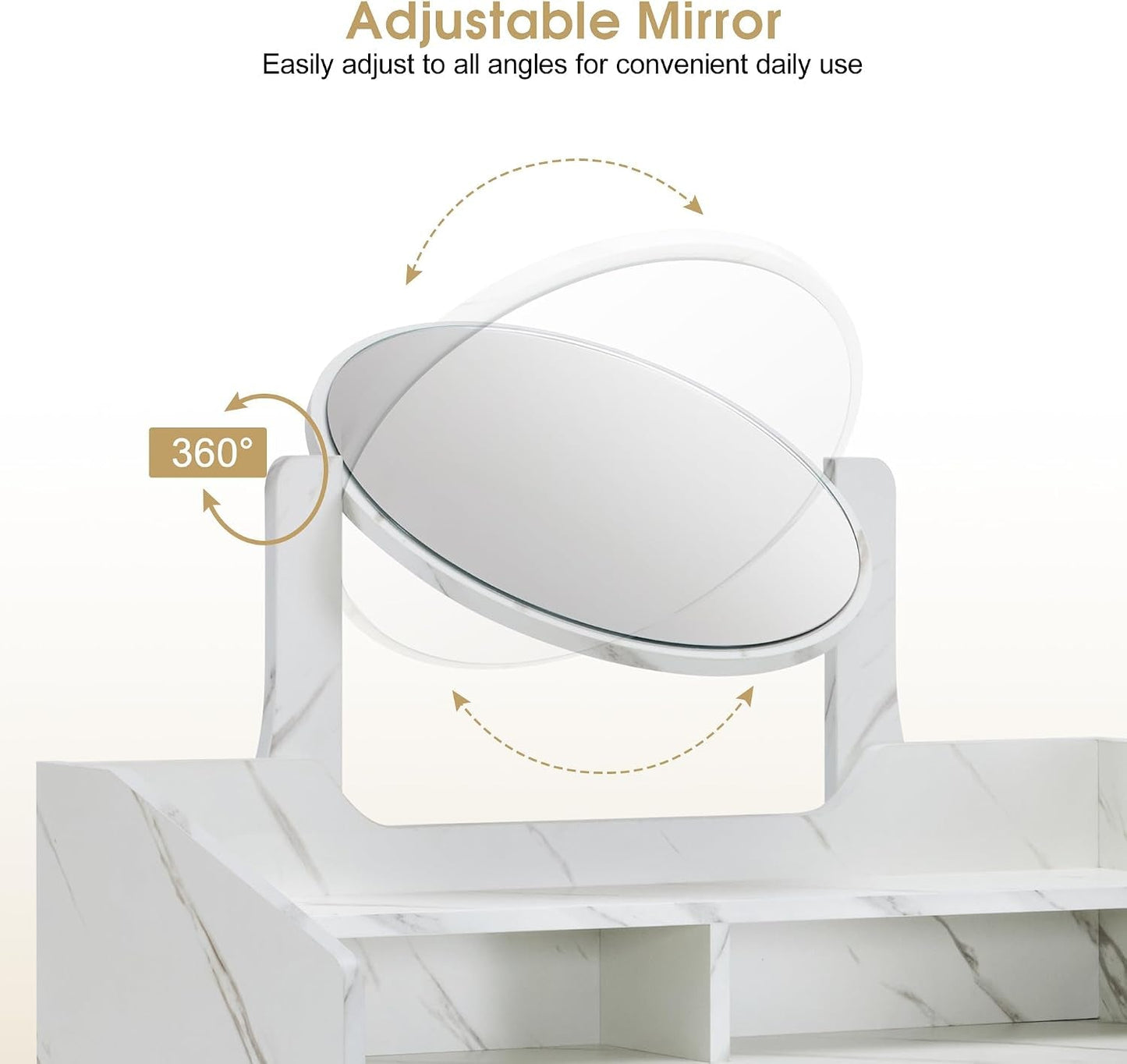 White Dressing Table Vanity Desk Adjustable Mirror