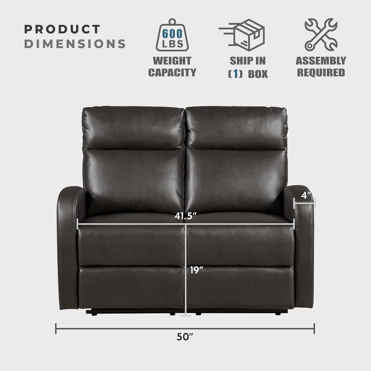 Espresso Manual Reclining Loveseat For Living Room