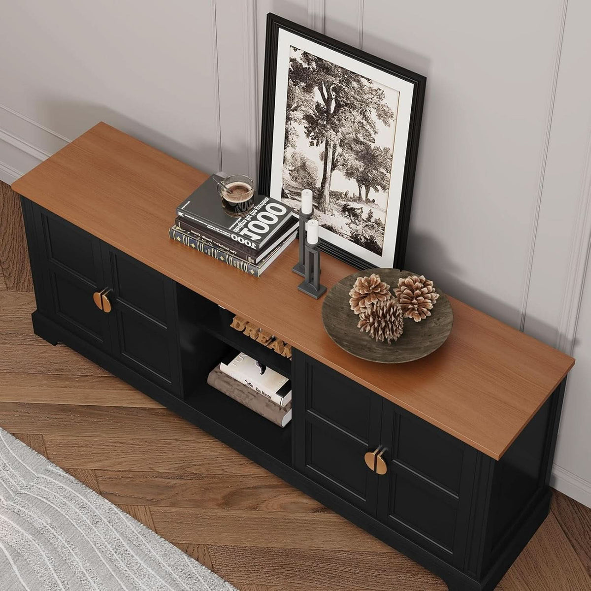 67 Inch TV Stand Entertainment Center Featuring Storage