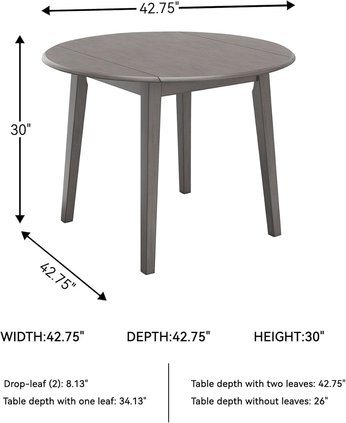 Gray Drop Leaf Dining Table Seats Four With Two Leaves