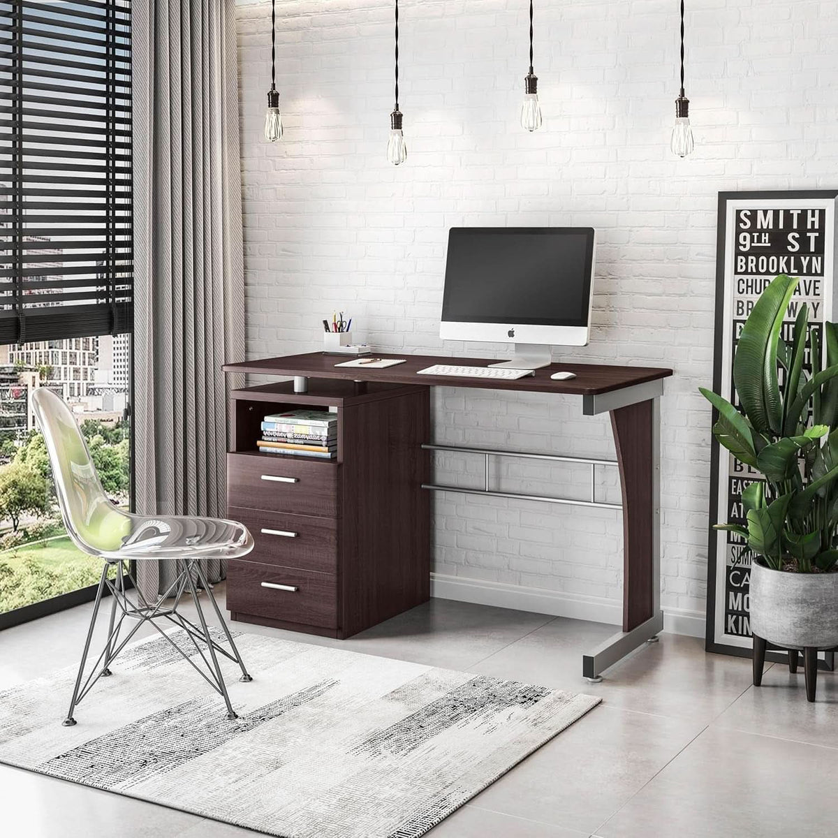 48 Inch Computer Desk with Drawers for Home Office