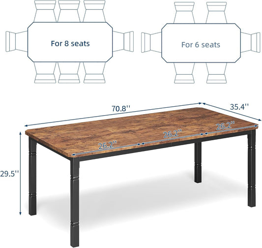 Large Premium Solid Walnut Rectangular Dining Table