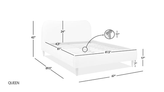 Queen Upholstered Headboard Platform Bed Oatmeal Chenille