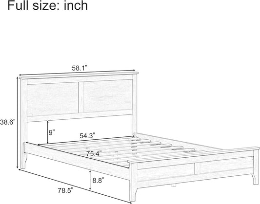 Premium Distressed Solid Wood FullSize Platform Bed