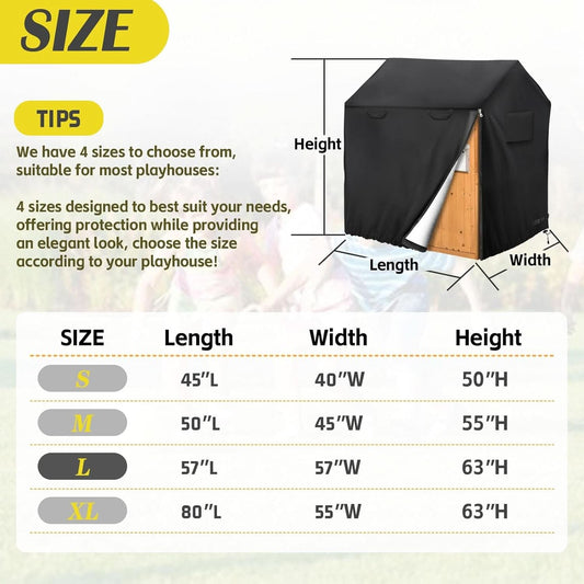 Outdoor Kids Playhouse Cover 57x57x63 Black Waterproof
