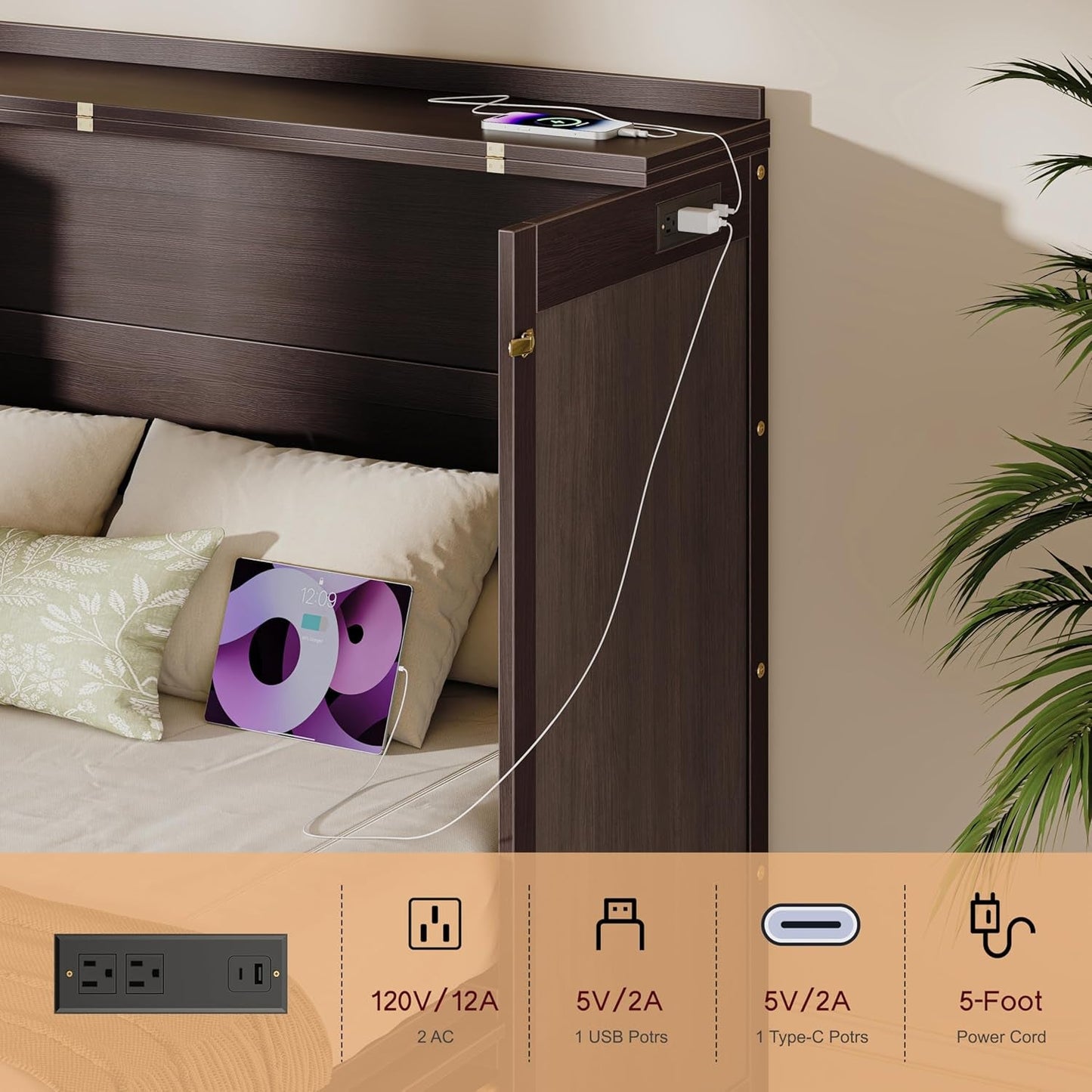 Queen Murphy Bed Cabinet With Hidden Storage Drawers