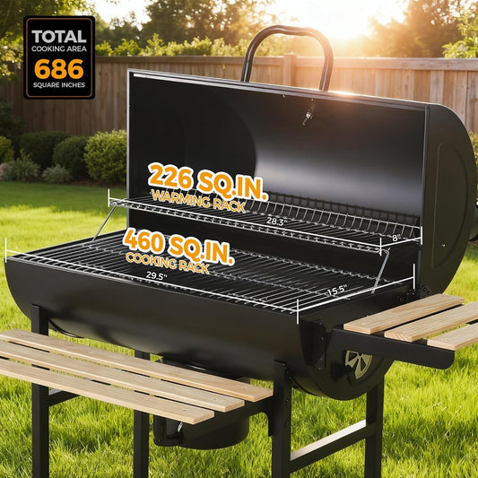 Barrel Charcoal Grill Thermometer With Adjustable Vents