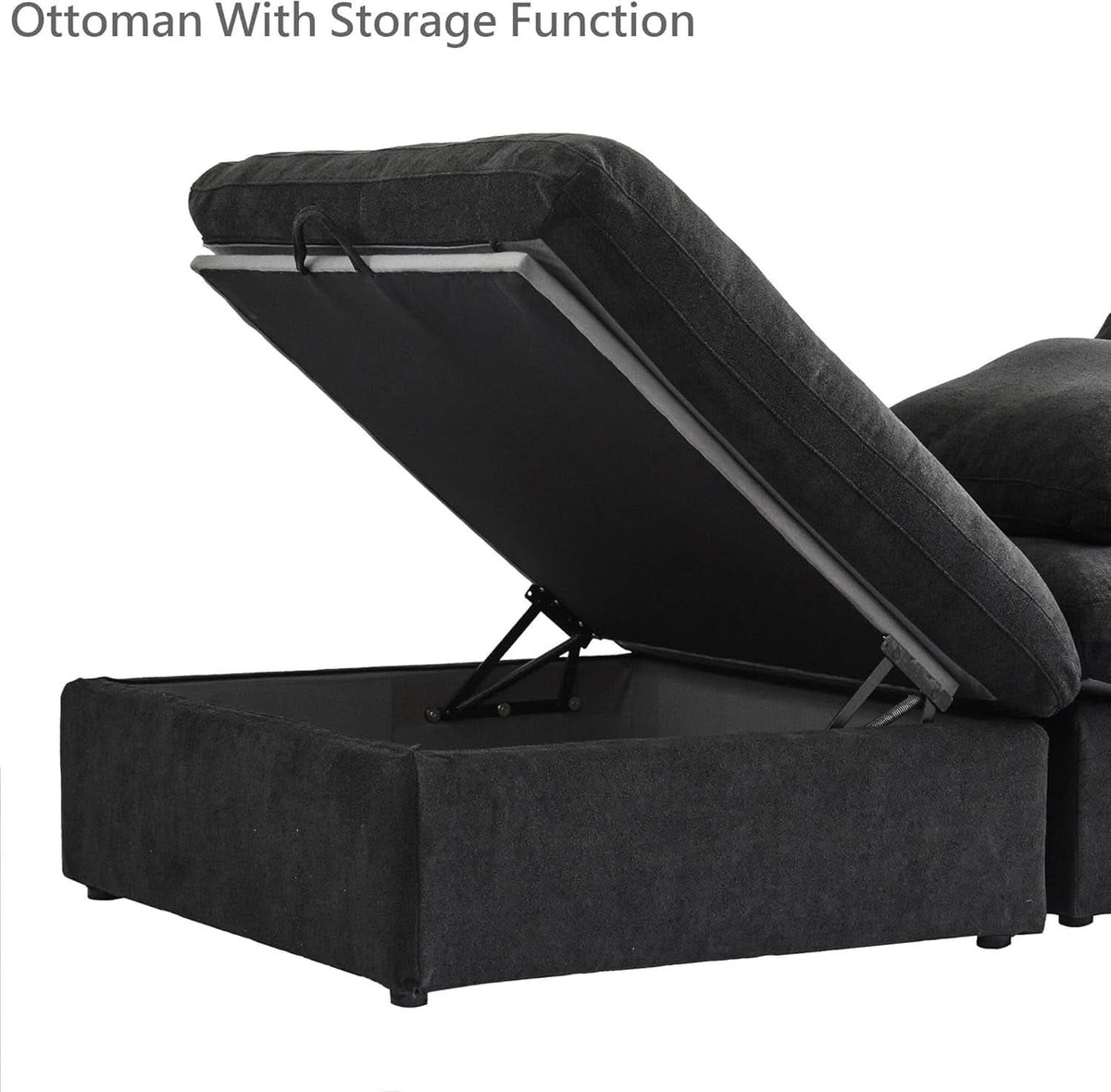 Black Storage Ottoman With Removable Cushion Covers