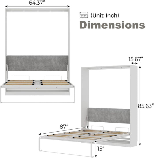 Queen Murphy Bed 85 Inch Wall Bed Frame With Hydraulic