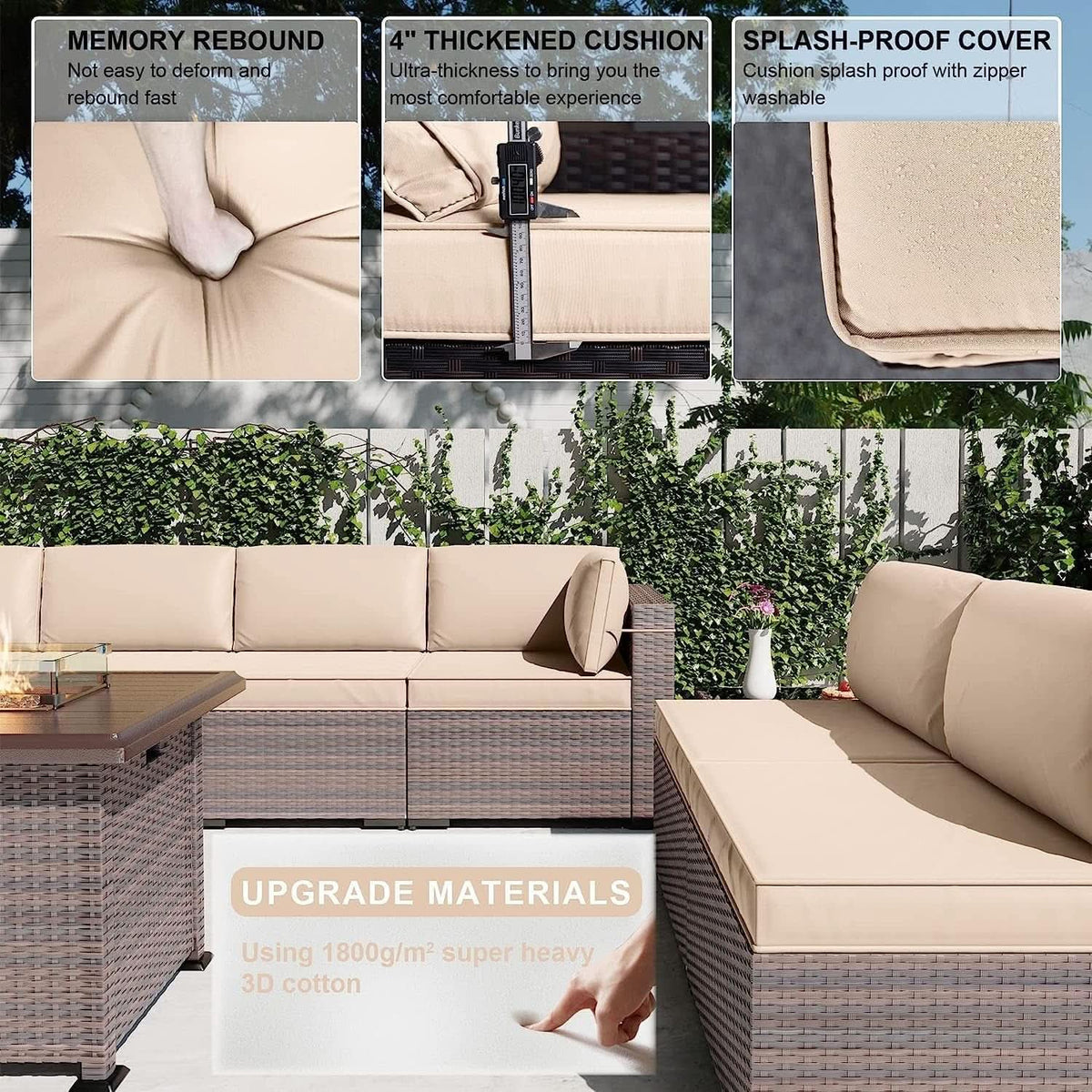 13 Piece Outdoor Patio Furniture Set with Fire Pit-4