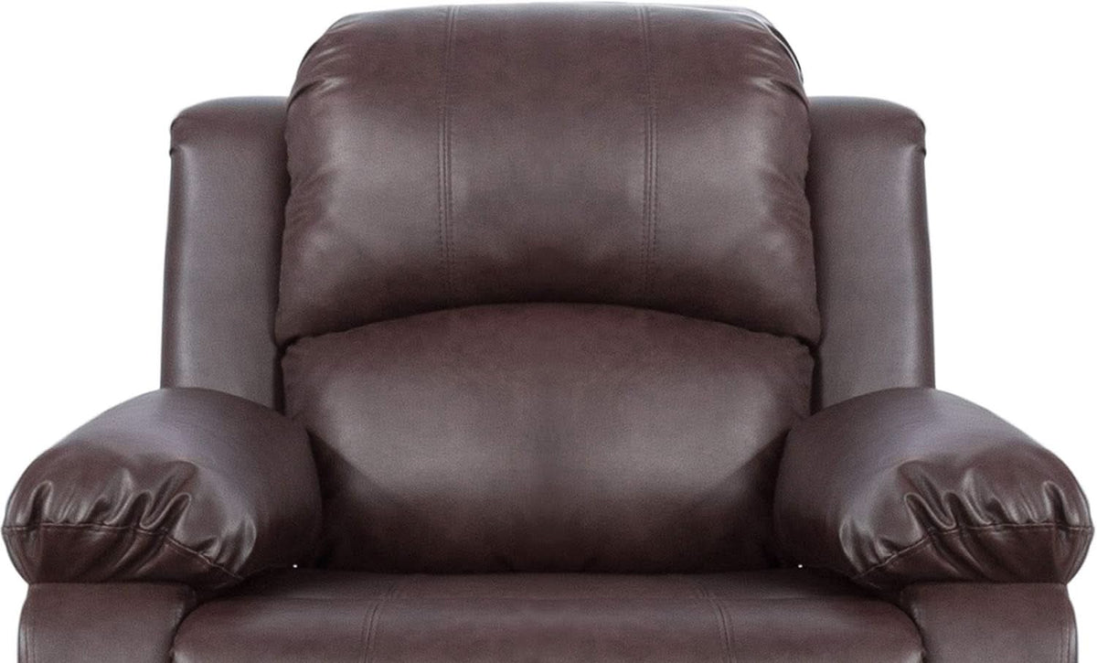 Brown Bonded Leather Manual Reclining Living Room Sofa Set