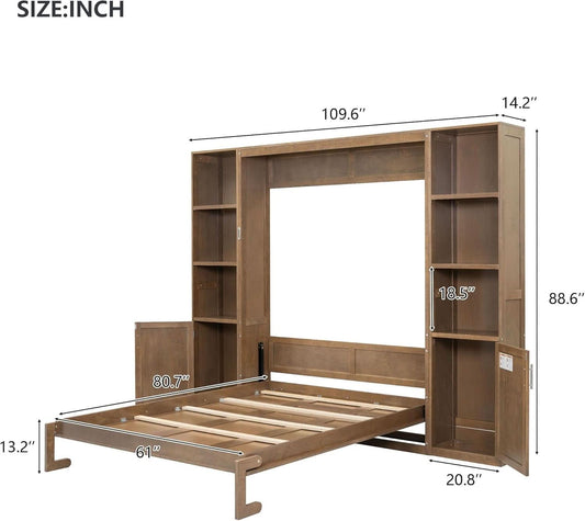 Queen Murphy Space Efficient Bed Storage Cabinets Shelves