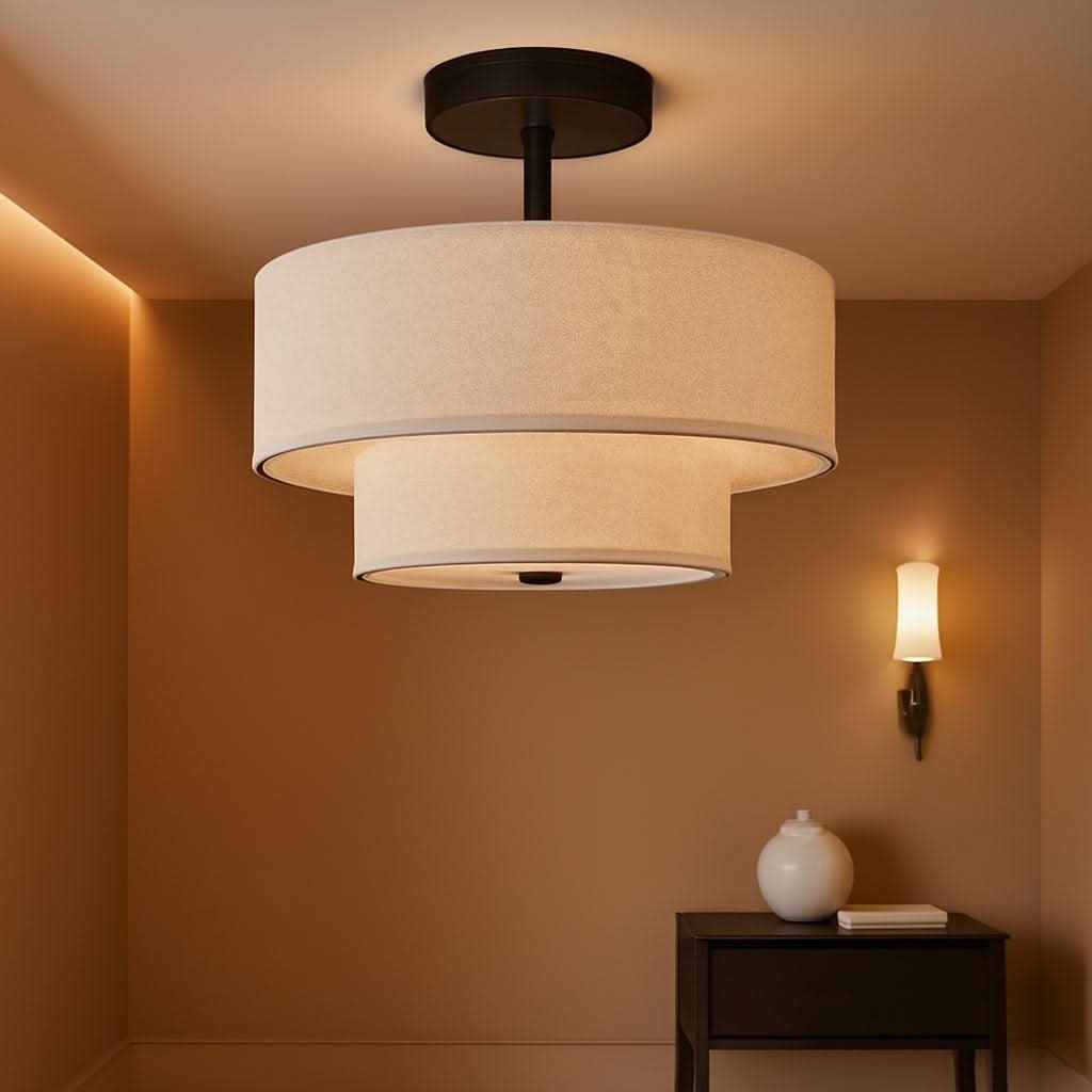18 Inch Industrial Grade Drum Semi Flush Ceiling Light
