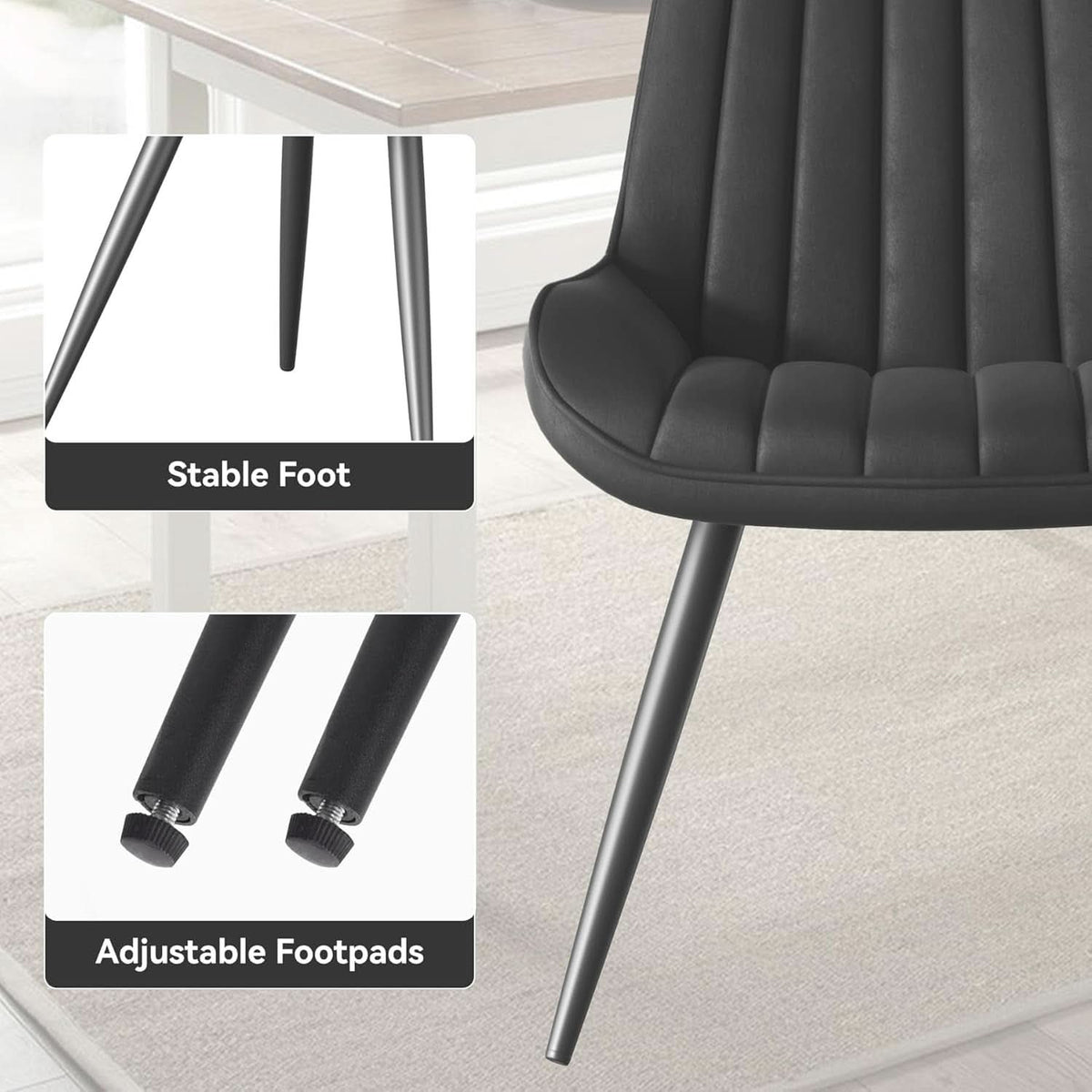 Black Upholstered Dining Chairs With Thick Cushions