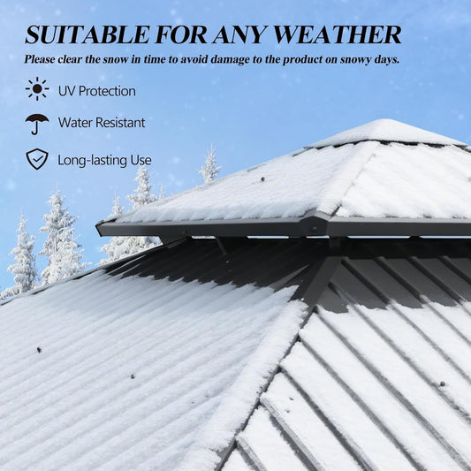 9.5X9.5Ft Outdoor Hardtop Gazebo Ventilated Roof Aluminum