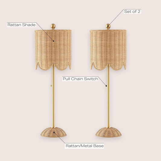 27.5 Brass Gold Coastal Table Lamps LED Bulbs Included
