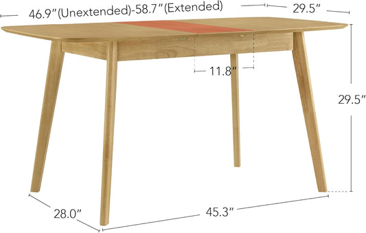 Extendable Dining Table FortySeven To Fifty Nine Inches Oak Veneer