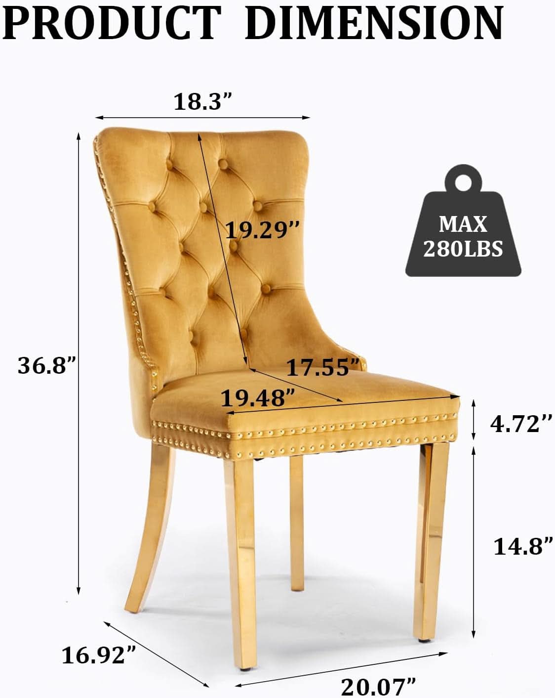 Velvet Tufted Dining Chair Set Of 2 With Nailhead Trim