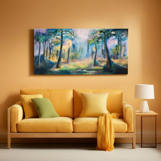 Forest Landscape Wall Art 48x24 Inches Canvas Painting