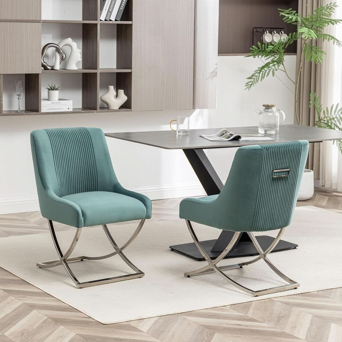 Emerald Green Velvet Tufted Dining Chairs Collection