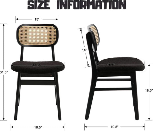Black Rattan Dining Chairs Armless Farmhouse Style