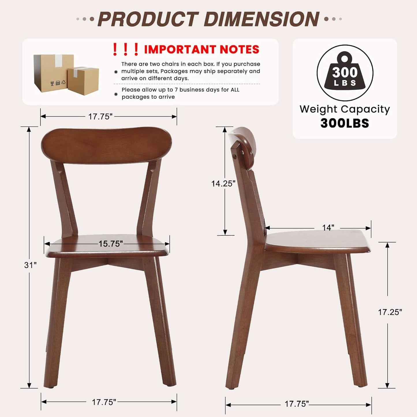 Walnut Solid Wood Farmhouse Dining Chairs Collection