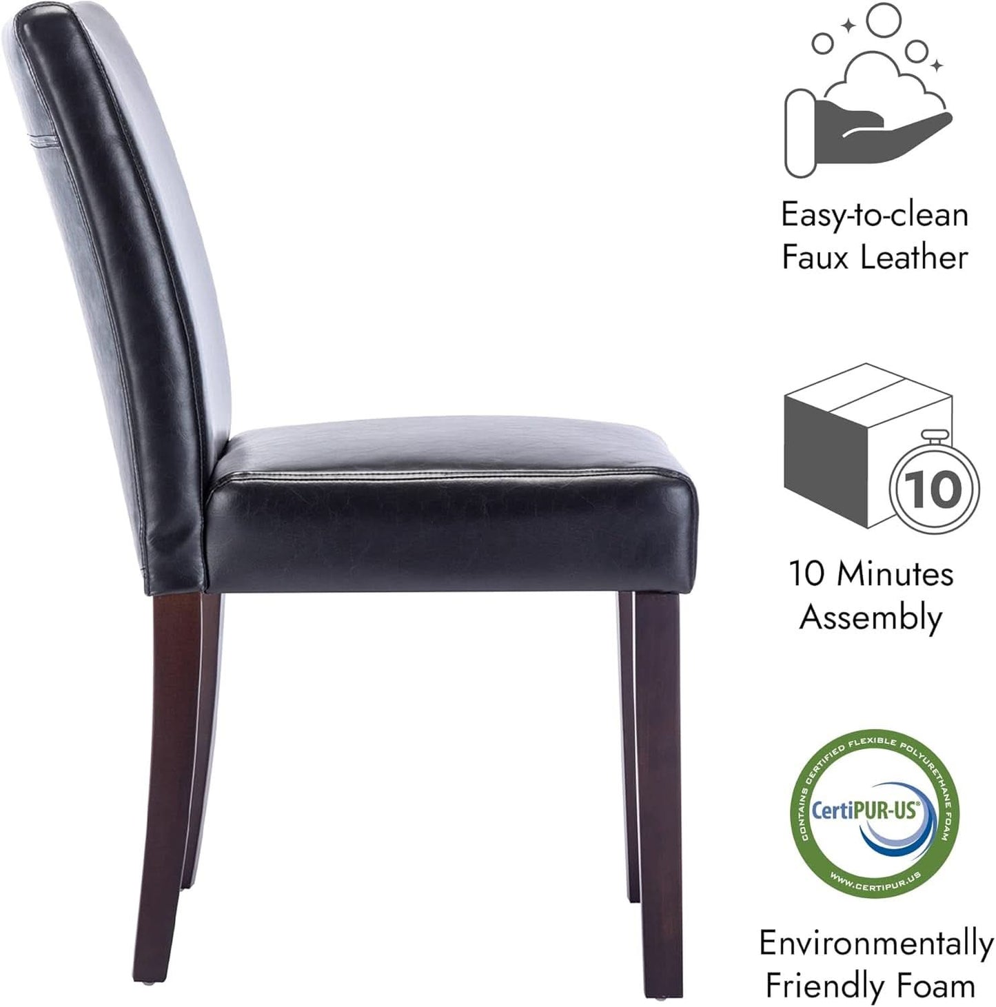 Black Upholstered Armless Dining Chairs With Timber