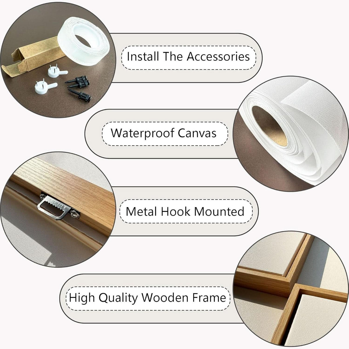 Professional Neutral Canvas Wall Art 24x48 Framed