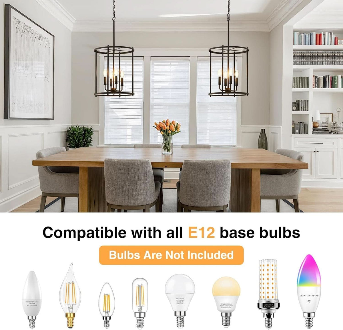Industrial Black Chandelier Adjustable Height Ceiling Light