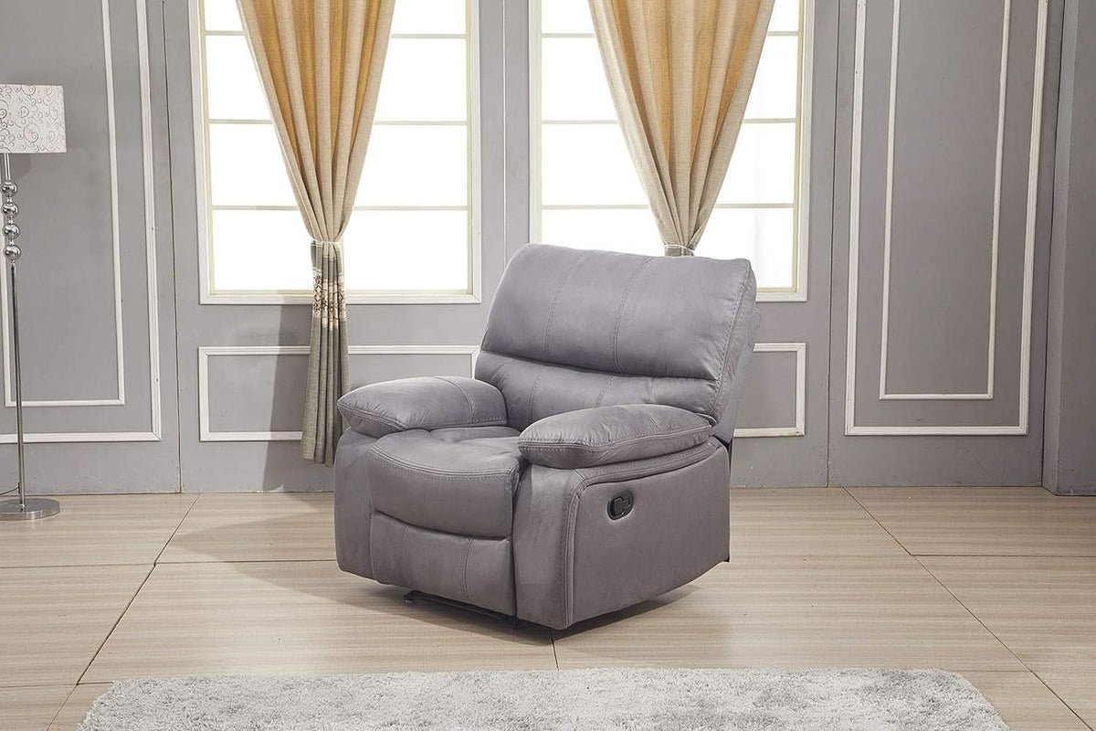Microfiber Reclining Sofa Set Grey Living Room 8007