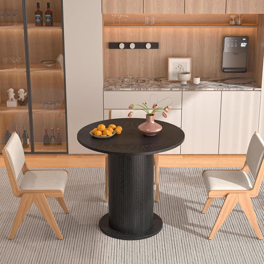 Round Dining Table 31.5 Inch Multifunctional Black