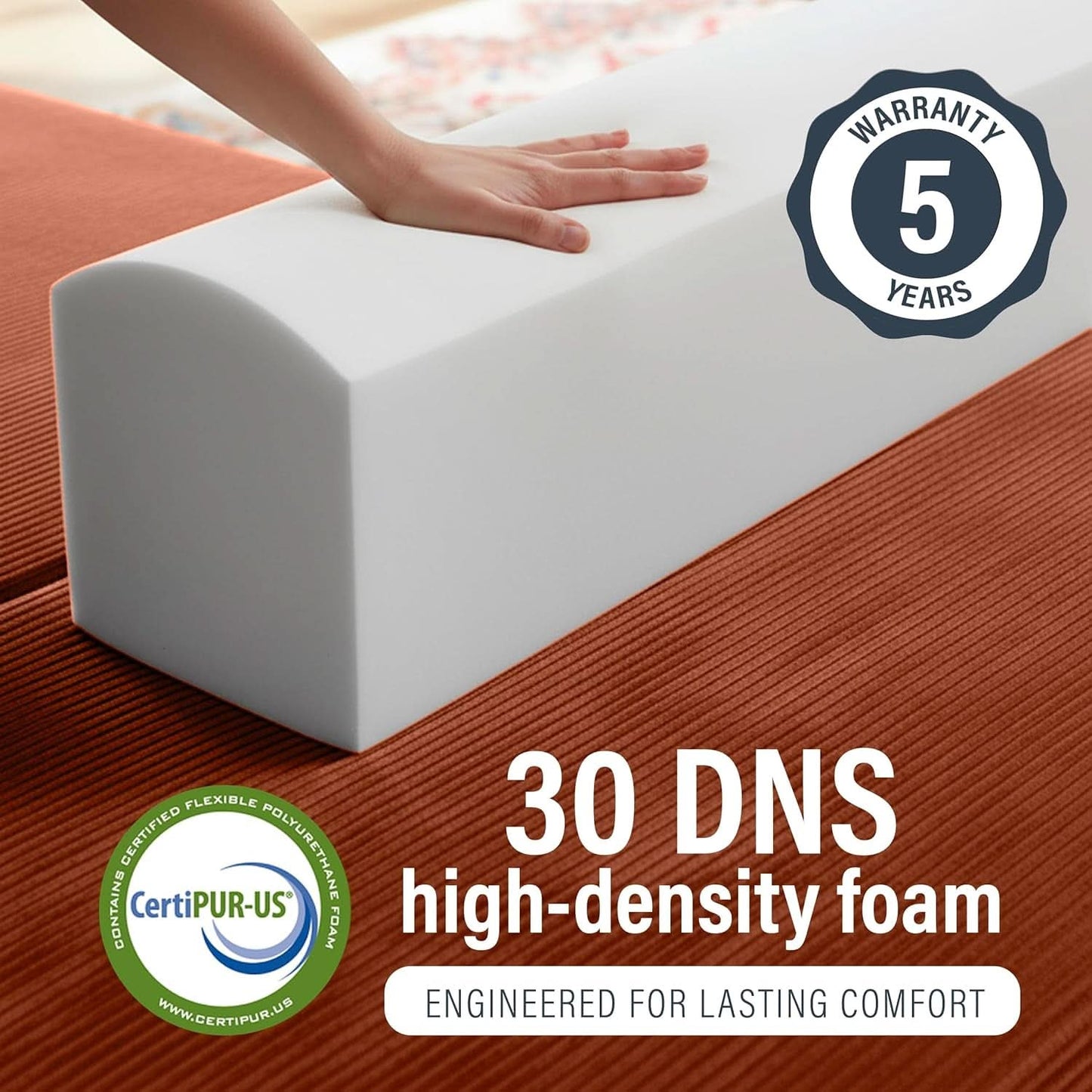 Modular Corduroy Fabric Ottoman Floor Sleeper Bed Orange