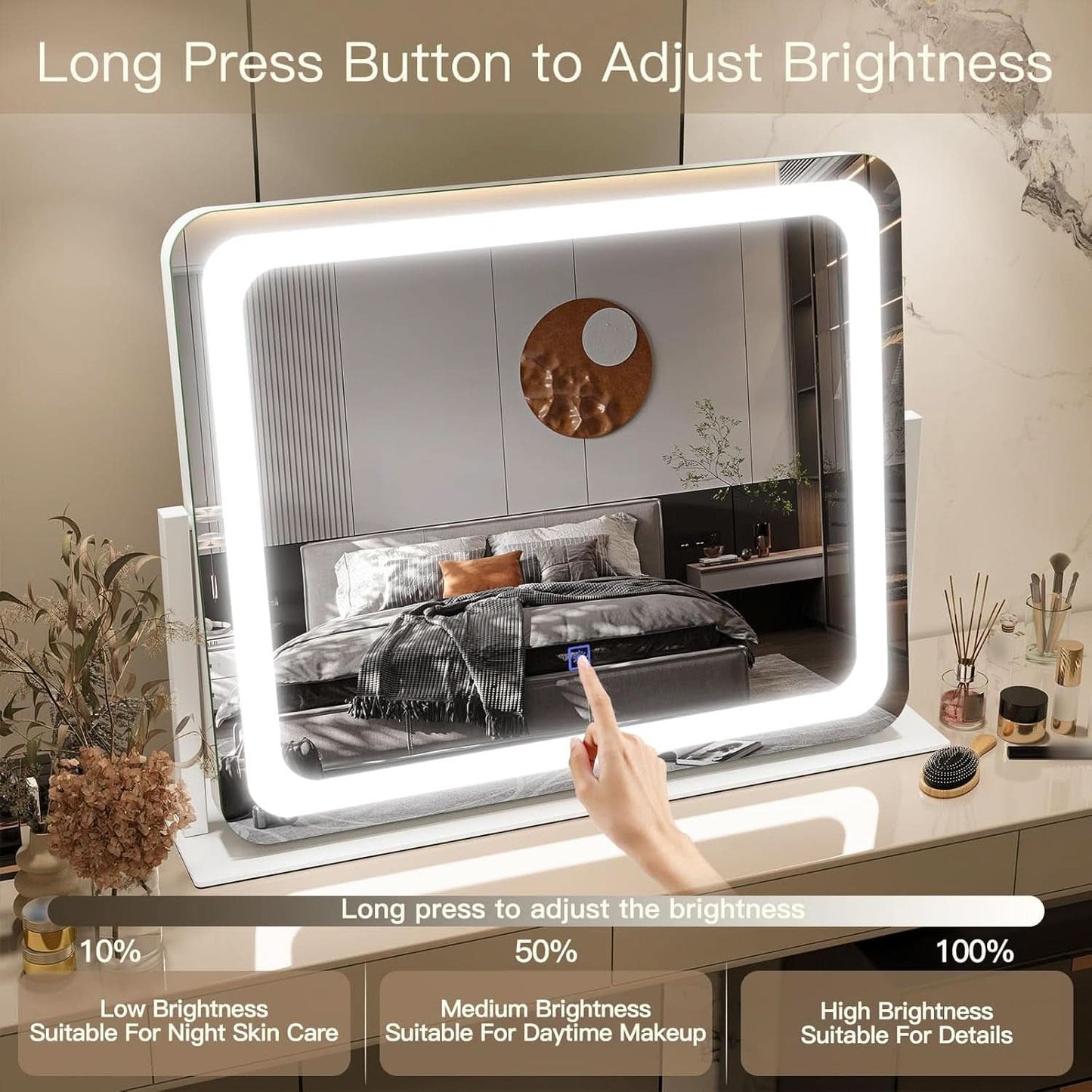 22x17 Vanity Mirror With ThreeColor Lighting Dimmable