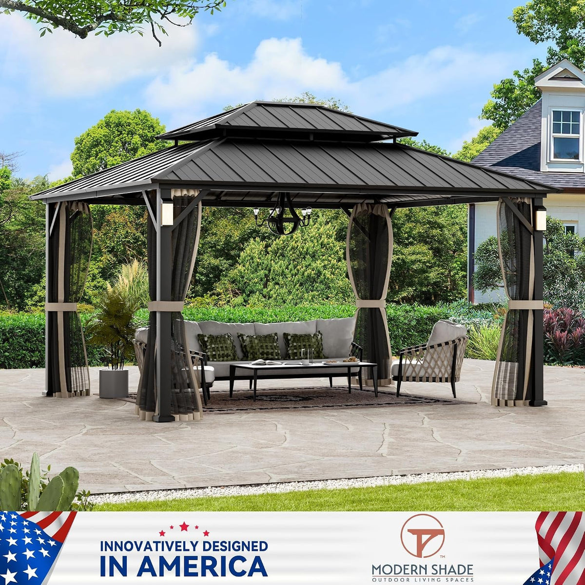 12x14 Foot Gazebo With Weatherproof Aluminum Hardtop