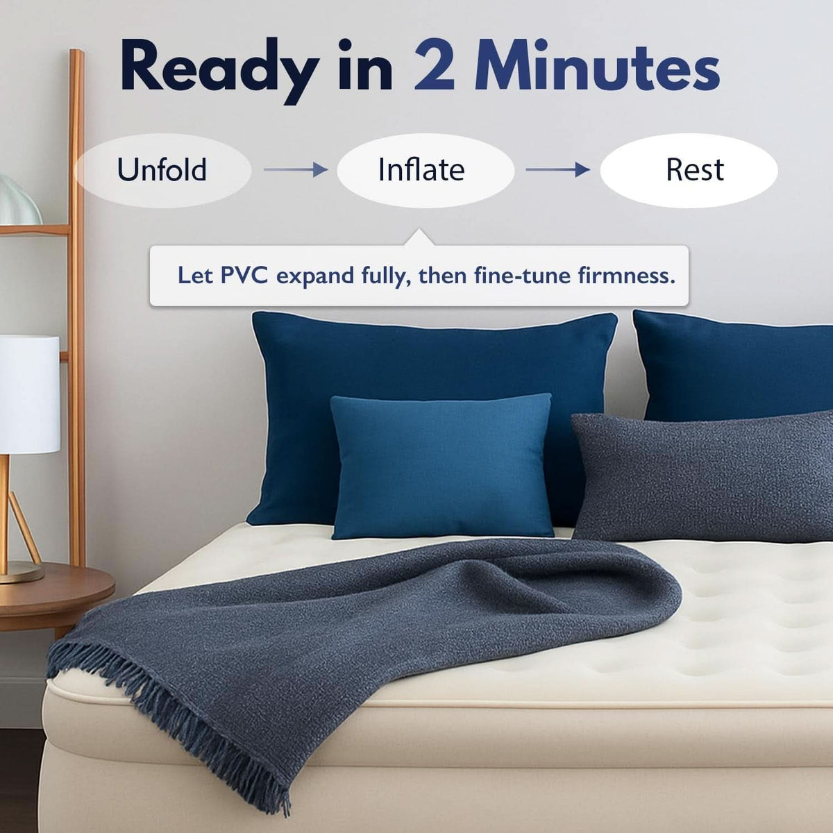 Queen Air Mattress With Integrated Pump Waterproof-4