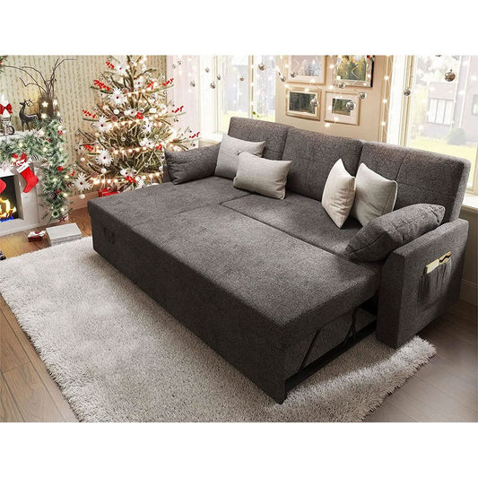 Gray Sectional Sleeper Sofa With Storage Chaise Bed