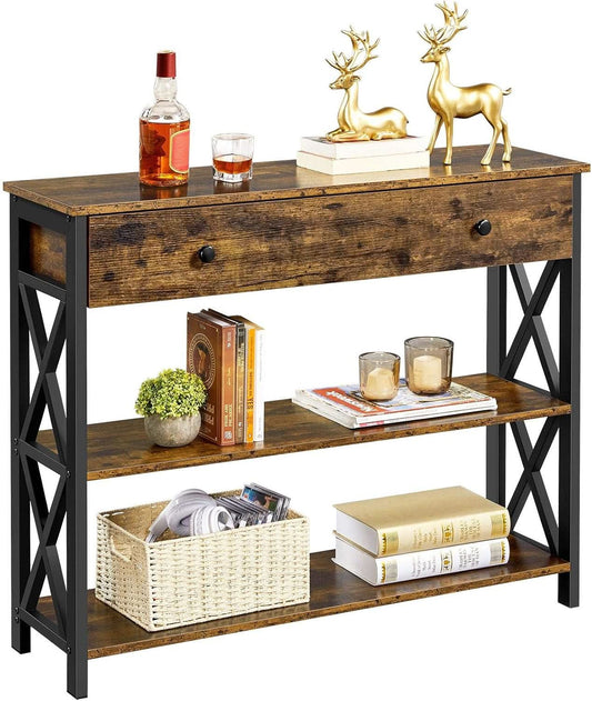 Rustic Brown TV Stand Entertainment Center 45 Inch Drawer