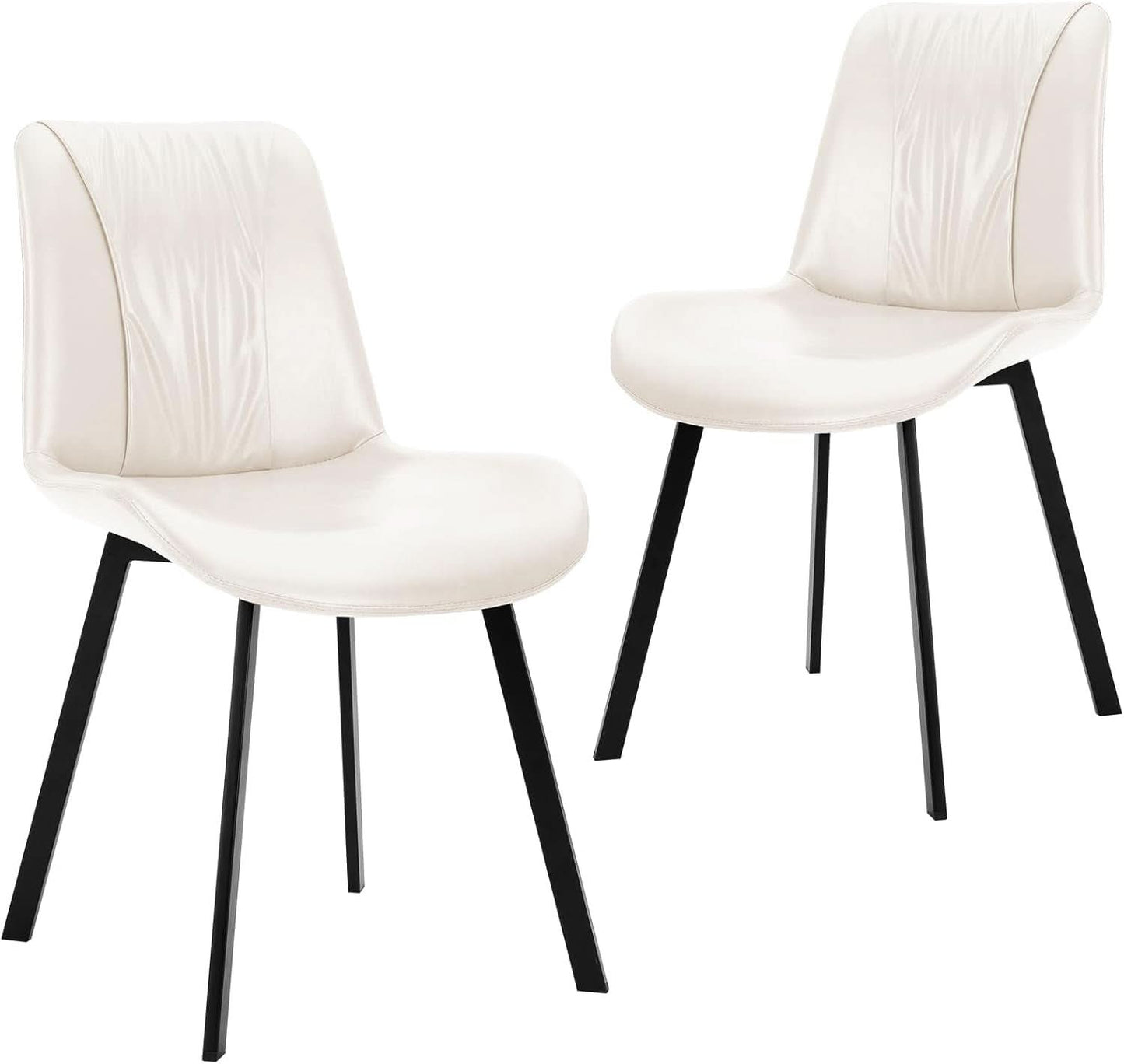 White Upholstered Faux Leather Dining Chairs Fourpack
