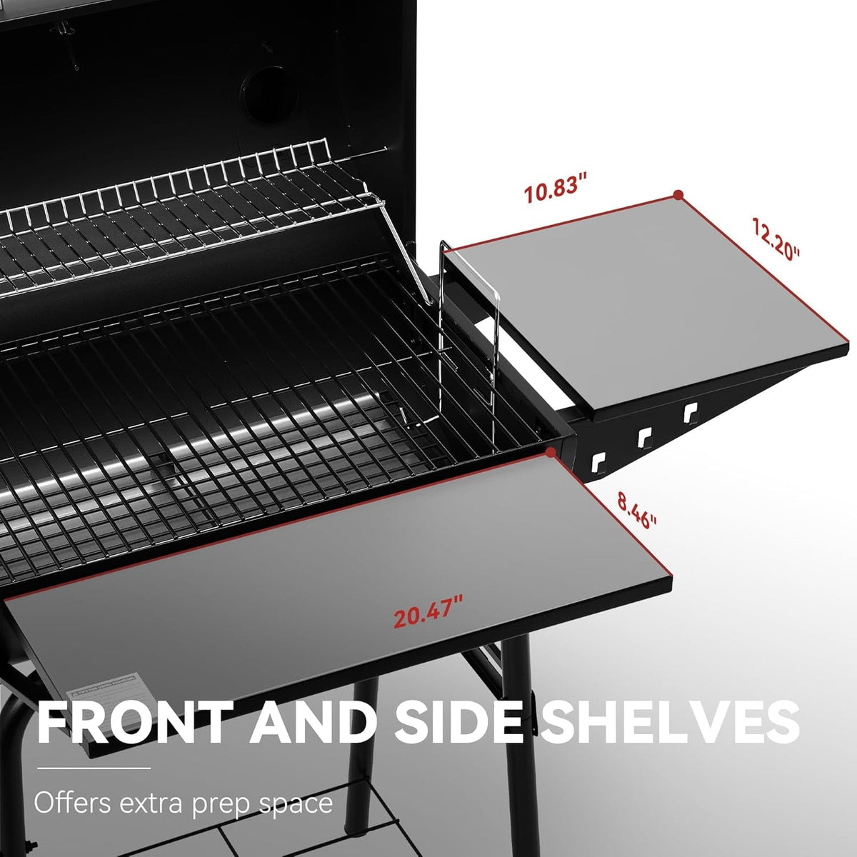 Large Barrel Charcoal Grill With Upgraded Shelving