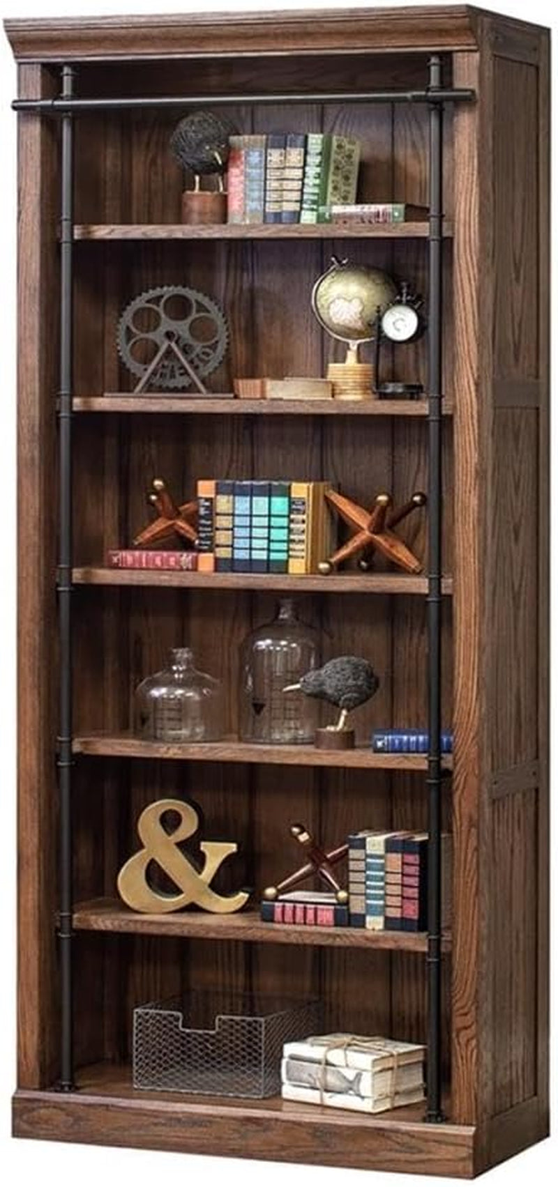 Spacious Brown Contemporary Bookcase With Five Shelves