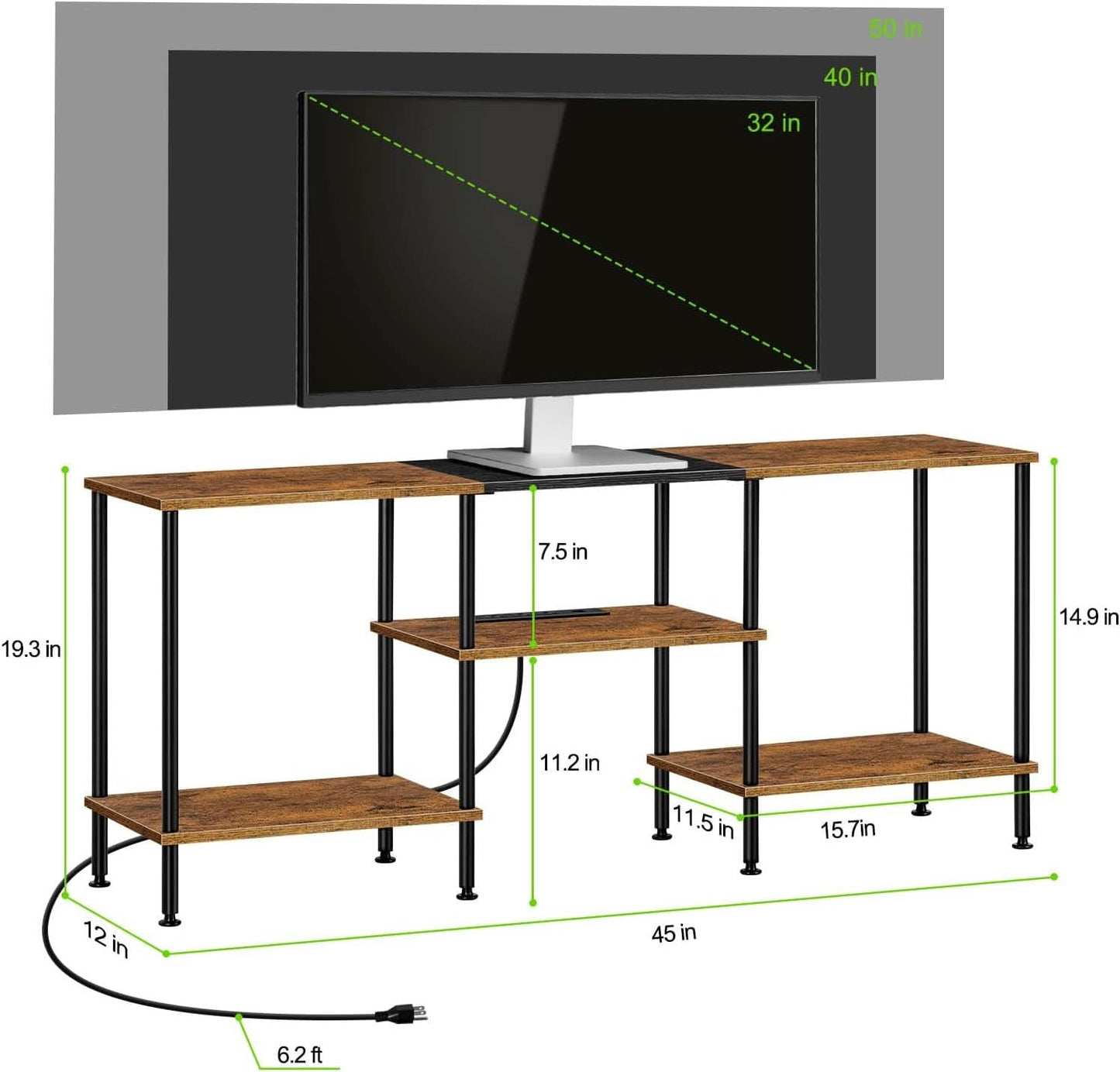 TV Stand 50 Inch Entertainment Center Console Power Outlet