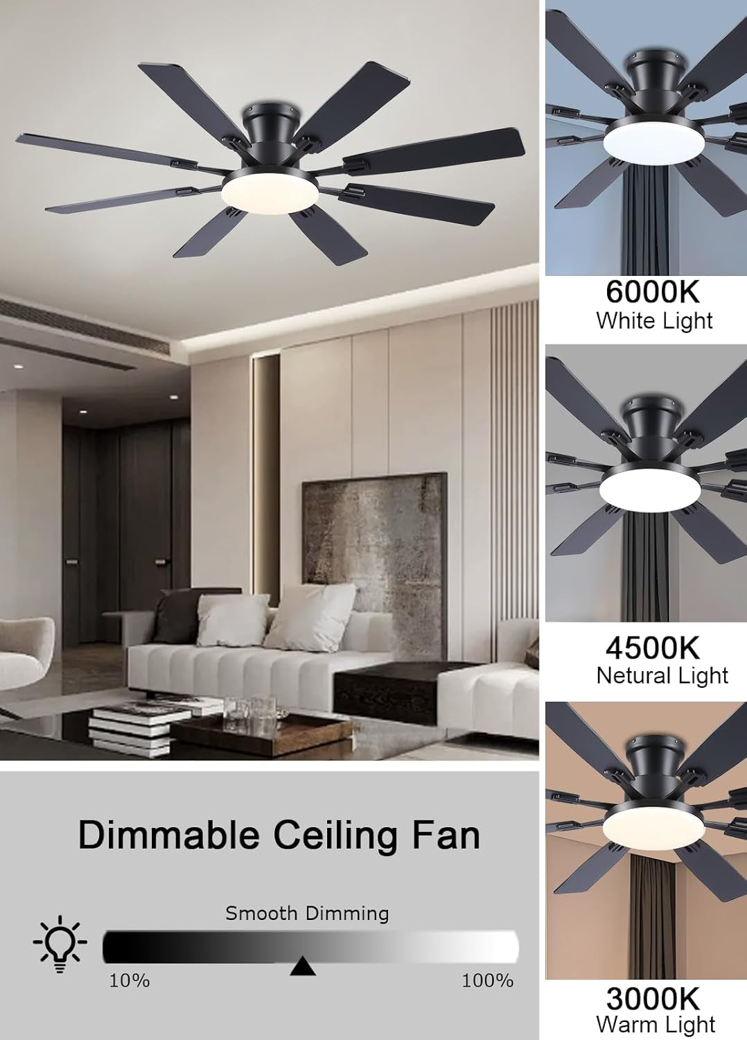 60Inch Black Industrial Grade Ceiling Fan With Lights