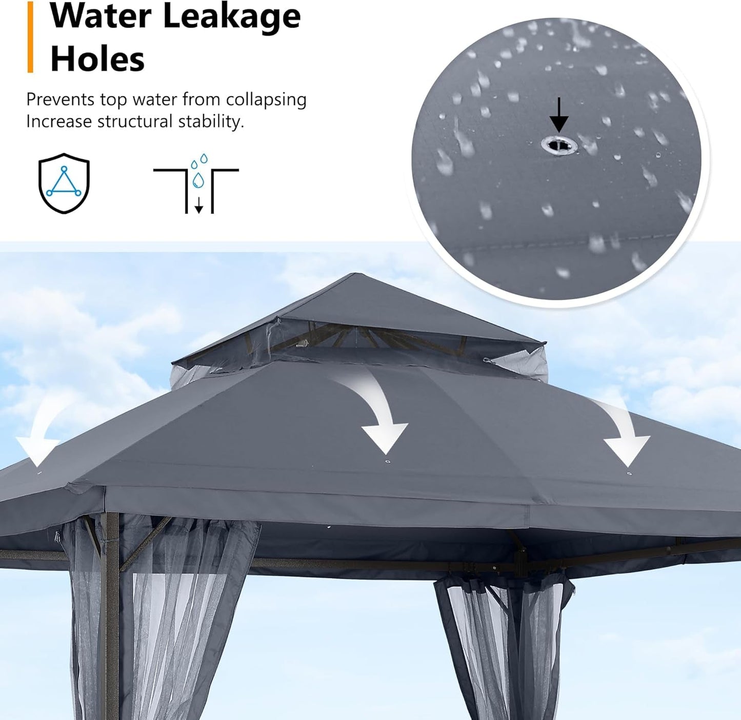 11x11ft Gazebo With Mosquito Netting Charcoal Gray