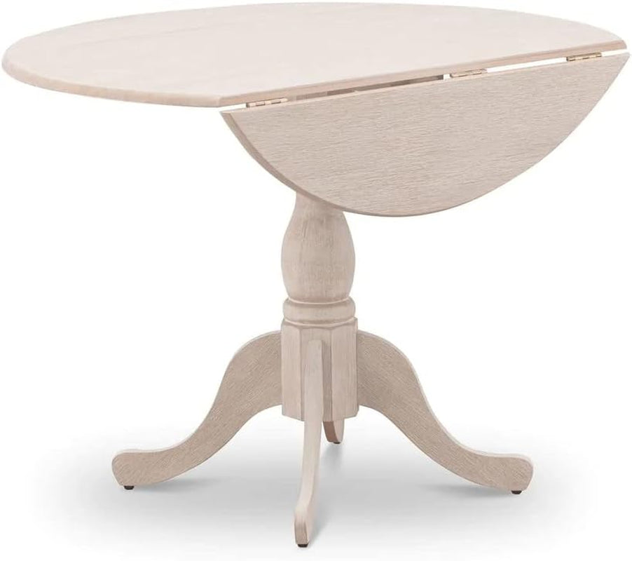 Round Wooden Dining Table 42-Inch Wirebrushed Buttercream