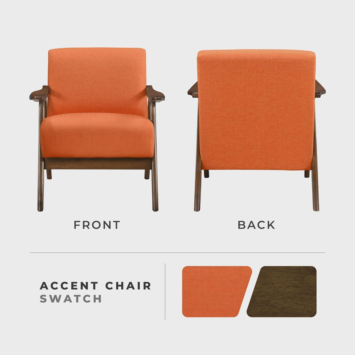 Orange Mid Century Modern Upholstered Accent Chair